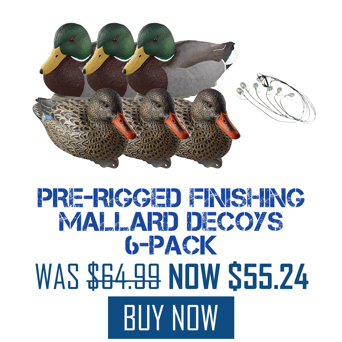 Rock Ridge Forget 2020 Cupped WaterFowl Pre-Rigged Finishing Mallard Decoys 6-Pack 1200x1200